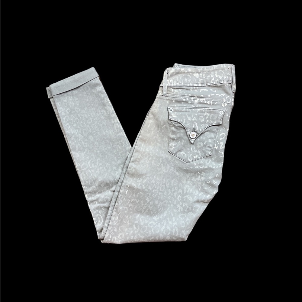 Hudson jeans.  Size 27. Grey with leopard print.